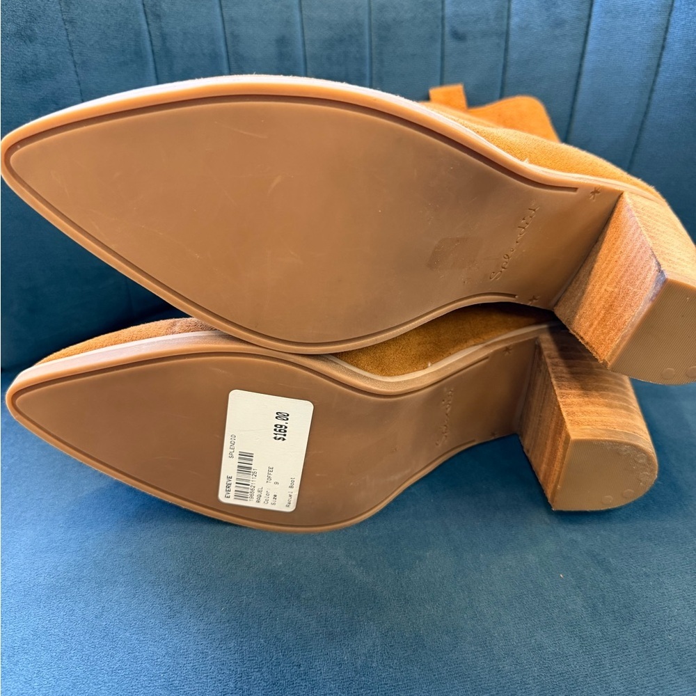 Splendid Raquel Tan Suede Western Ankle Boots Pointed Toe Block Heel - Picture 5 of 5